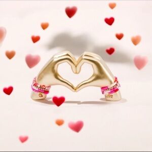 Bella lux Gold Heart Hand Jewelry Holder with Pink Accents
